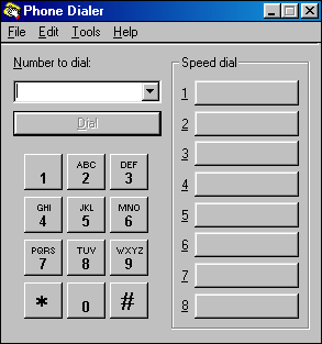 Phone dialer in Windows 98 SE (Phone Dialer)