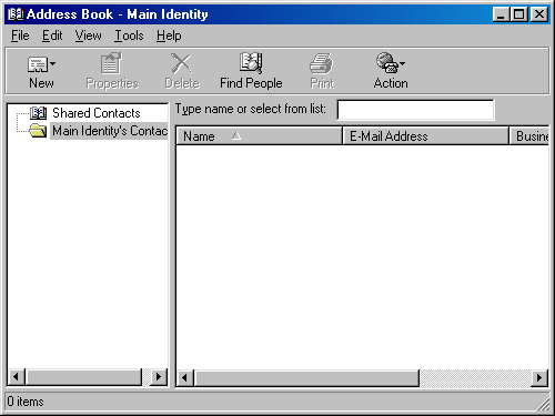 Address book in Windows 98 SE (Address Book)
