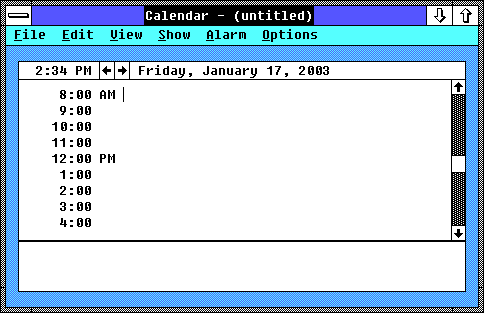 Calendar in Windows 2.03 (Calendar)