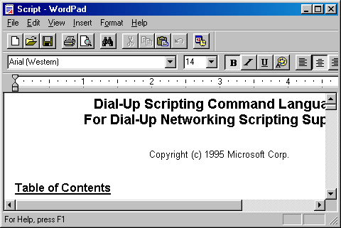 Text editor in Windows 98 SE (WordPad)