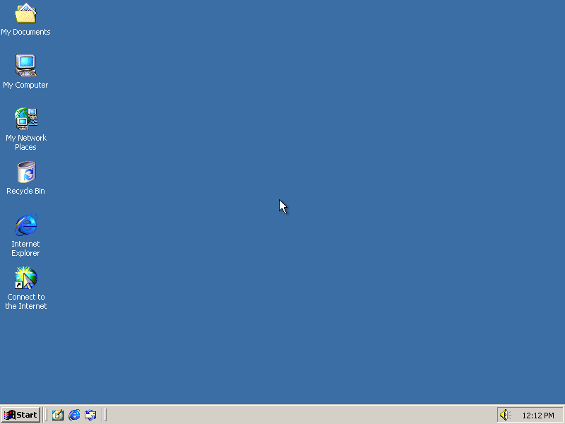 Empty desktop in Windows 2000 Pro The screenshot has an extra border 