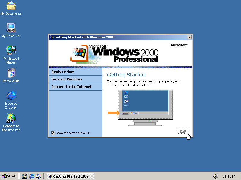 First run in Windows 2000 Pro The screenshot has an extra border 