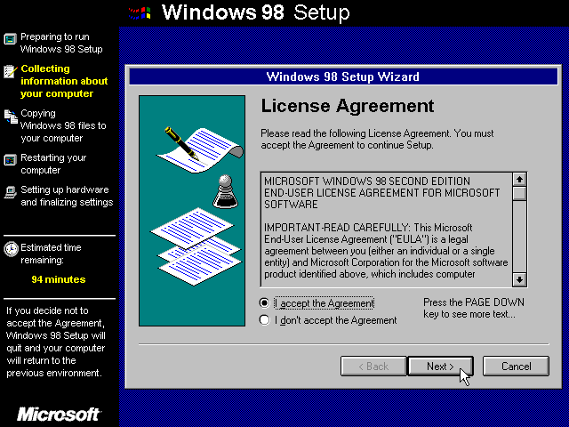 Licence in Windows 98 SE