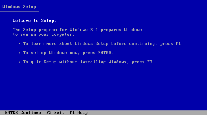 Welcome screen in Windows 3.1