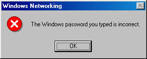 Wrong password in Windows 98 SE