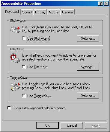 Accessibility in Windows 98 SE