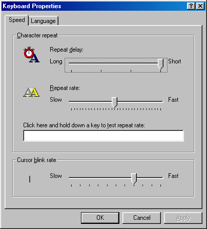 Keyboard in Windows 98 SE