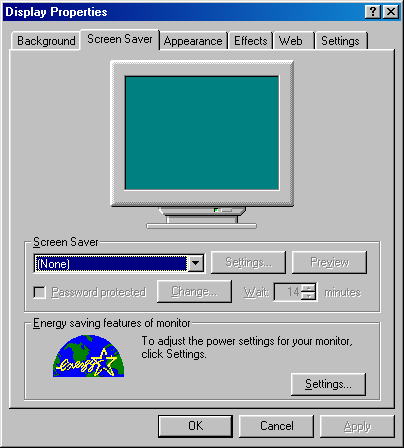 Screensaver in Windows 98 SE