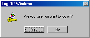 Logout screen in Windows 98 SE