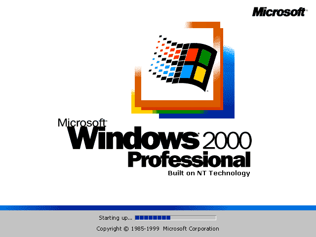 Welcome splash in Windows 2000 Pro The screenshot has an extra border 