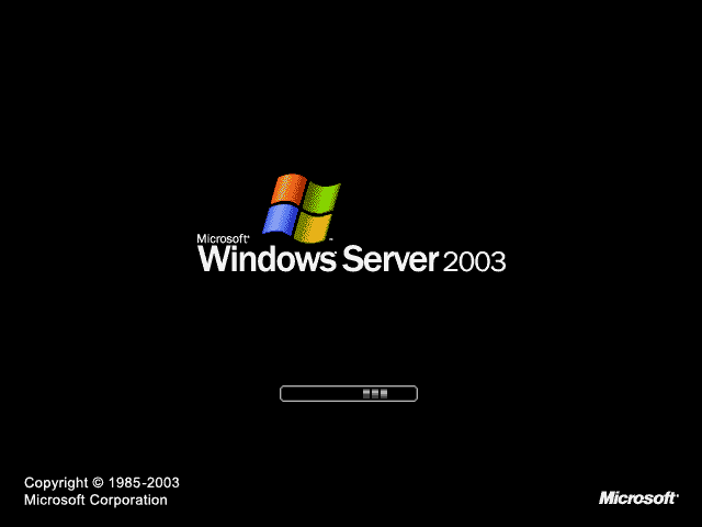 Welcome splash in Windows Server 2003 Web The screenshot has an extra 