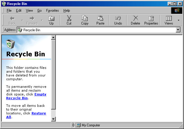 Trash can in Windows 98 SE (Recycle Bin)
