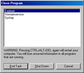 Task manager in Windows 98 SE (Close Program)