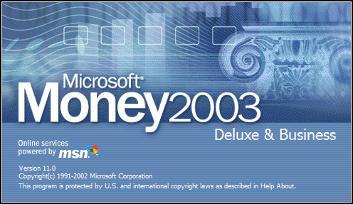 Splash in Microsoft Money 2003