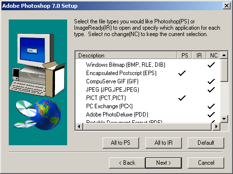 File associations in Adobe Photoshop 7.0